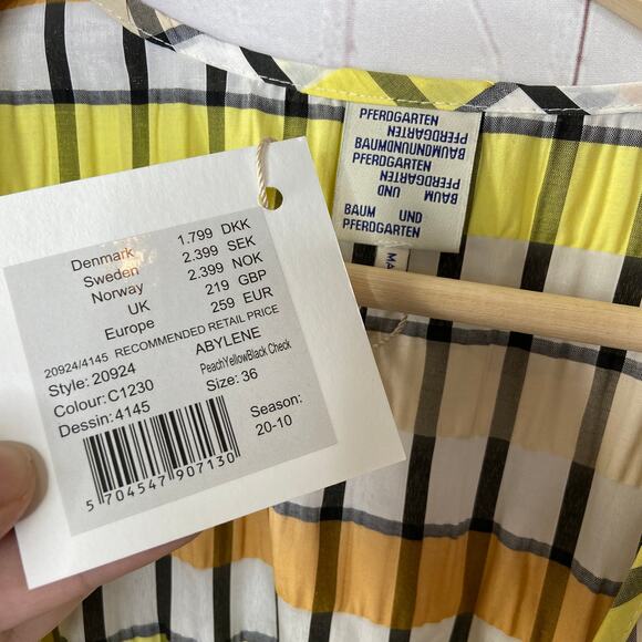 Baum and Pferdgarten Yellow Abylene Wrap Dress Womens 36 New Spring Puff Sleeves - Picture 10 of 12